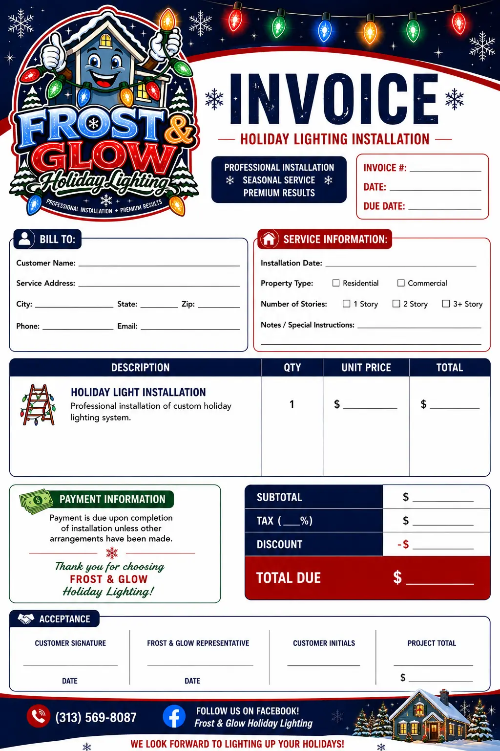 Holiday Light Installation Invoice